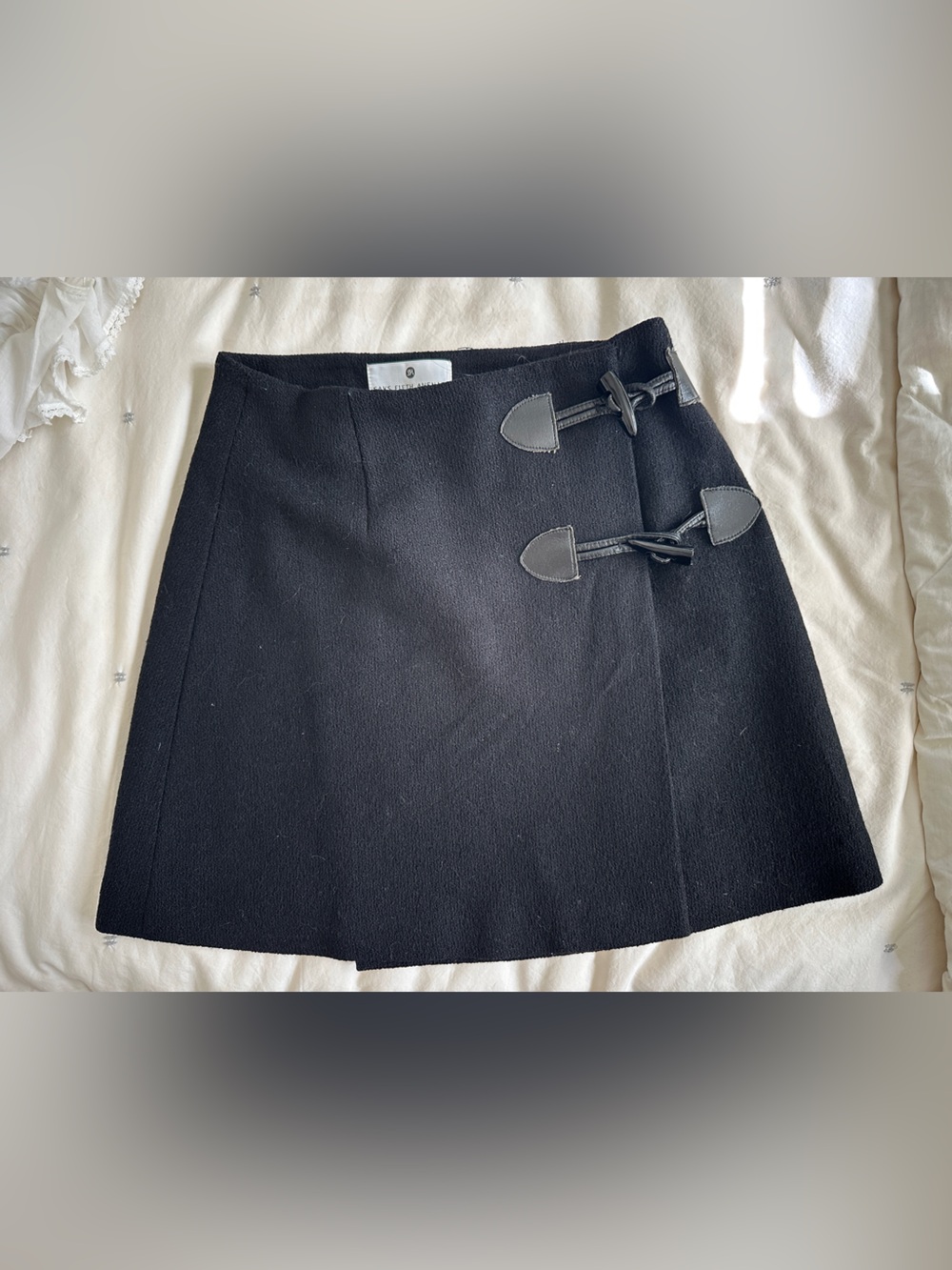 Saks Fifth Avenue Black Toggle-Accent Mini Skirt